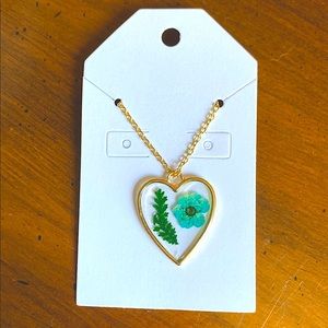 Handmade Real pressed flower gold necklace